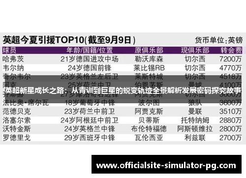 英超新星成长之路：从青训到巨星的蜕变轨迹全景解析发展密码探究故事